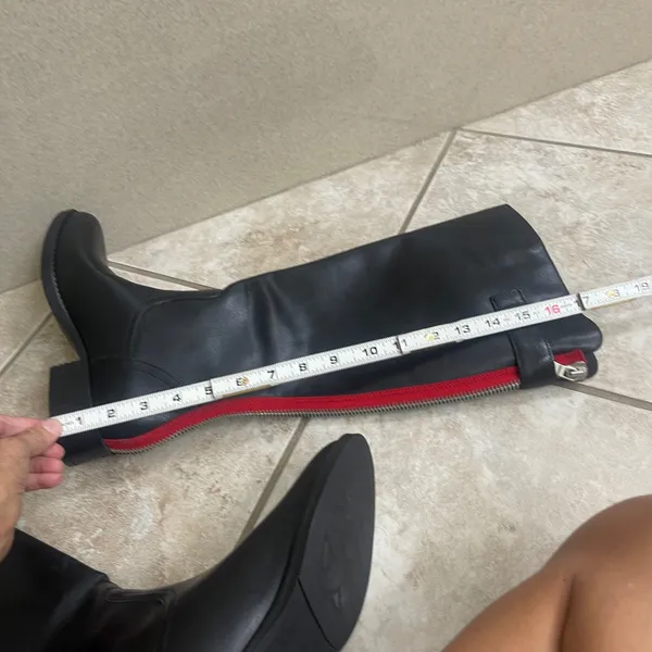 Steve Madden journal Black Tall leather Boots Red Navy Rear Zipper women z 8 EUC - Image 9