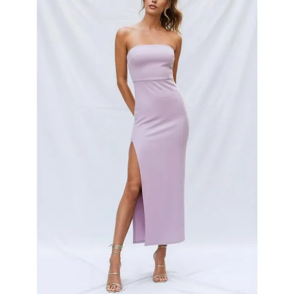NBD Dream High Slit Strapless Gown, Lilac, Medium - Image 2