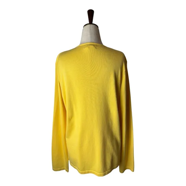 Foxcroft Sweater Women Large Yellow‎ Cotton Blend Knit Cardigan Preppy Classic - Image 4
