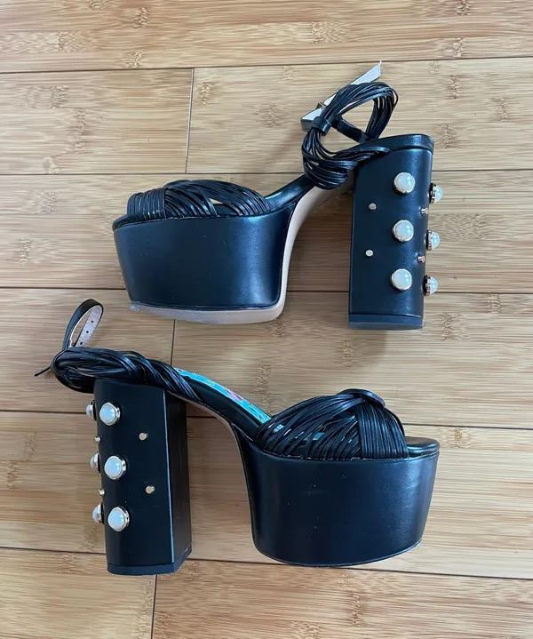 Unbranded Black Pearl Platform Heels Sz 6.5 - Image 3