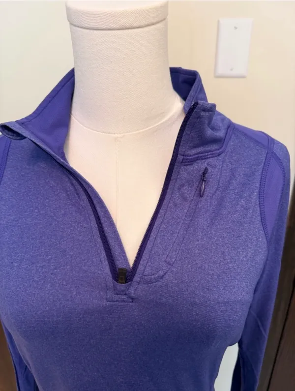 REI Coop purple long sleeve quarter zip layering top - Image 2