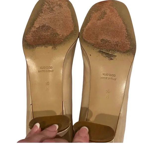 Kenneth Cole Retro Cocktail Hour Square Toe Heels Shoes Cream Tan 10 Dress - Image 8