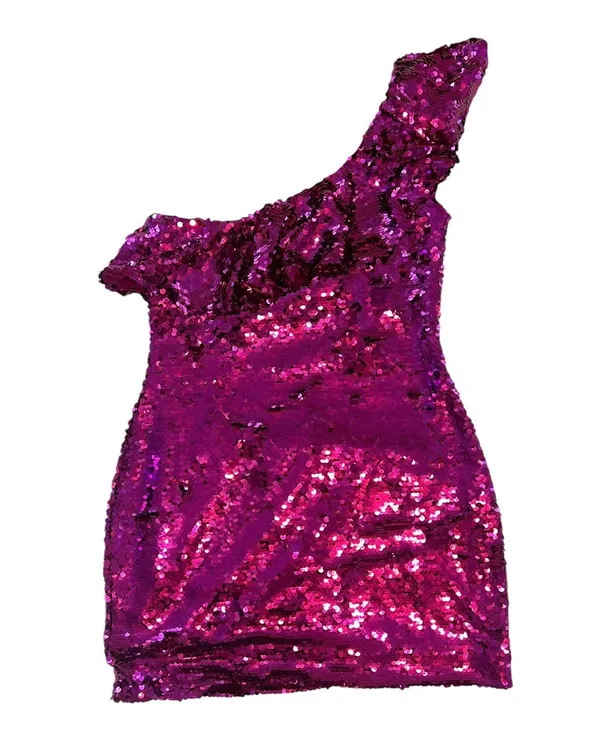 Sequin Ruffle One-Shoulder Sheath Dress - Image 4