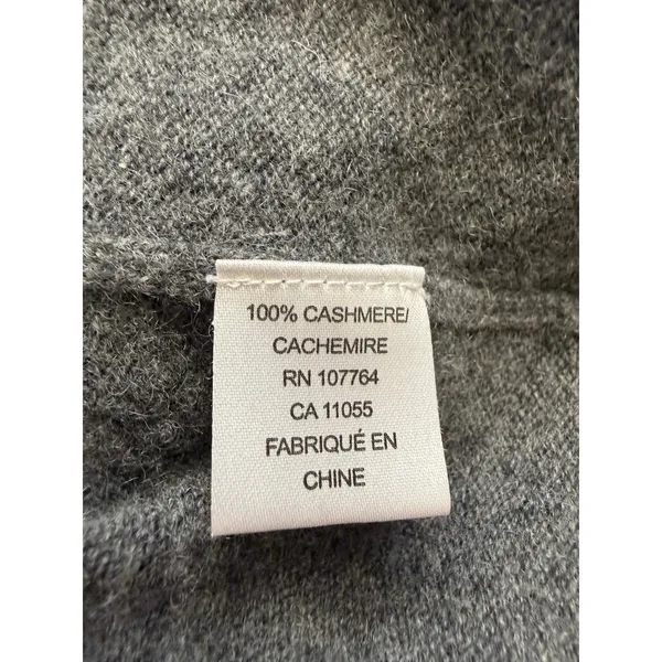 One Girl Who… 100% Cashmere Gray Sweater | Soft Knit Balloon Sleeve Top - Image 2