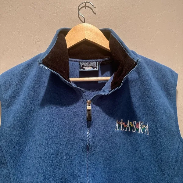 Polar Quality Sportswear Alaska Blue Fleece Zip‎ Up Vest Sz Large Travel Outdoor - Image 5