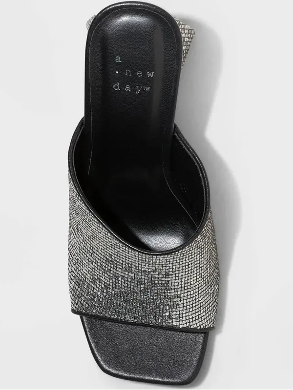 NWT A New Day Women's Vira Mule Heels Silver Shimmer Shiny Sz 6 - Image 2
