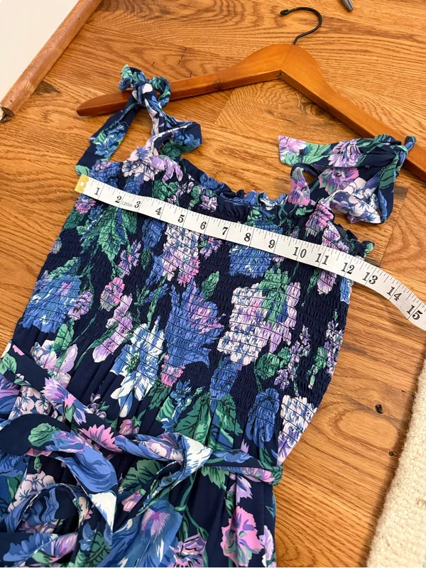 J.Crew Beachwear Smocked tie-shoulder dress in retro floral Size Small - Image 10
