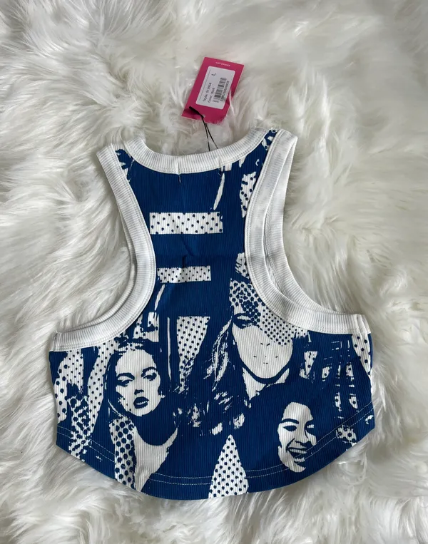 Edikted Faces Print Rib Crop Top - Image 4