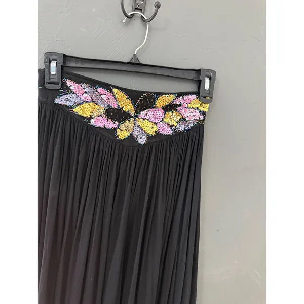 Jane Ashley Vintage Y2k Black Sequin Butterfly Maxi Skirt Womens Small Fairy - Image 3
