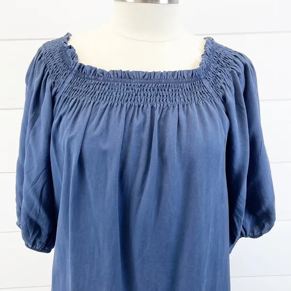 Superdry Womens Chambray Smocked Mini Dress Size 8 Preppy Coastal‎ Cottage - Image 5