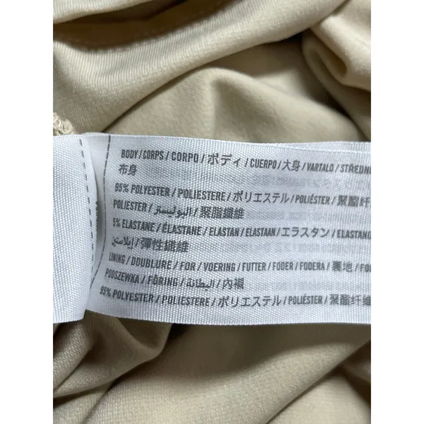 Abercrombie & Fitch Beige Khaki Colorblock Cutout Ruched Mini Bodycon Dress ST - Image 6