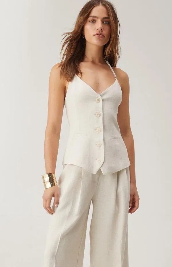 Nasty Gal PREMIUM LINEN TAILORED STRAPPY TOP - Image 2