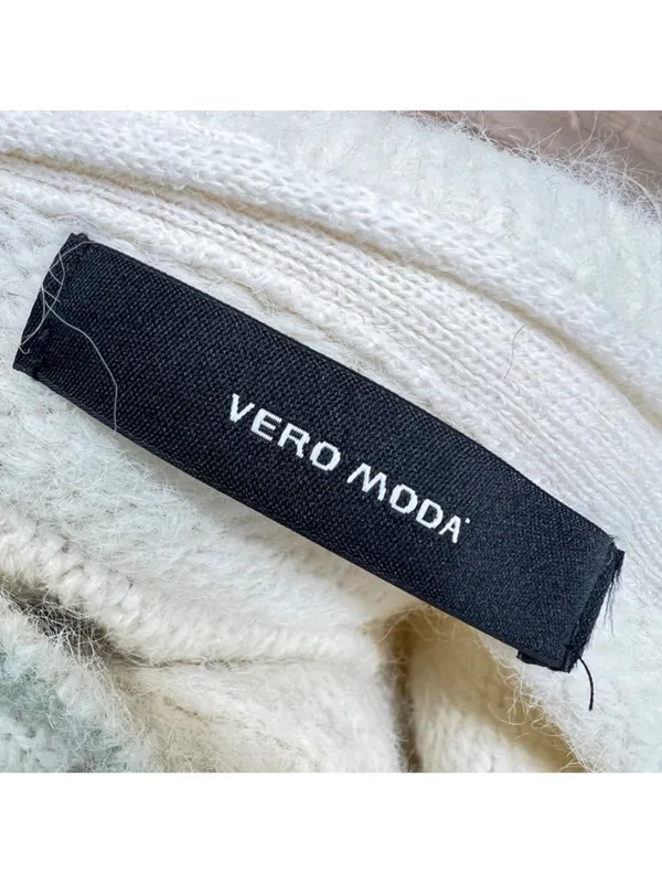 Vero Moda Puff Sleeve Cream Sweater Size Large Light Academia Cottagecore - Image 7