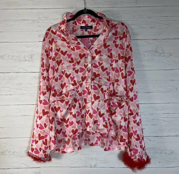 Simply Southern Red and Pink Heart Satin Pajamas size XL - Image 5