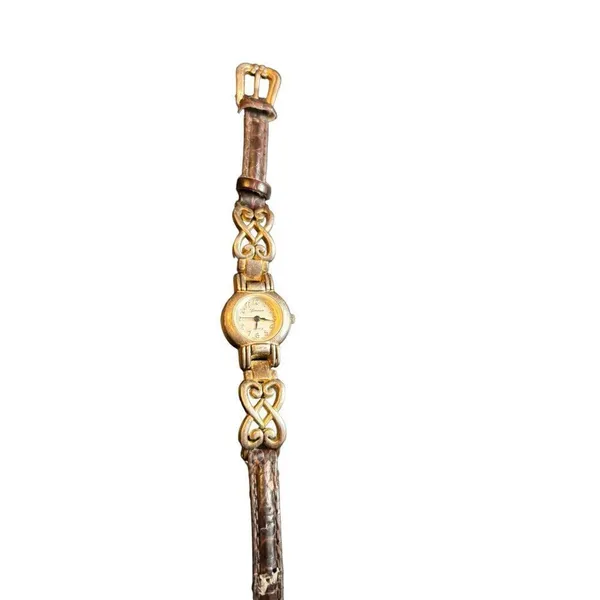 Vintage Geneva Women's Gold Watch With Intricate Band - Stainless Steel Back Lea - Image 9