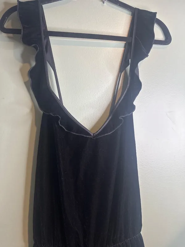 Victorias Secret Y2K Black Velvet Romper L Dark Fairy Romantic Whimsigoth Witchy - Image 4