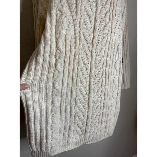 Express Medium Sweater‎ Dress Cream Cable Knit Ribbed Mock Neck Long Sleeve NEW - Image 5