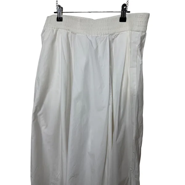Emanuel Ungaro White Cotton Poplin Pleated Maxi Skirt Side Slit Size 6/40 - Image 2