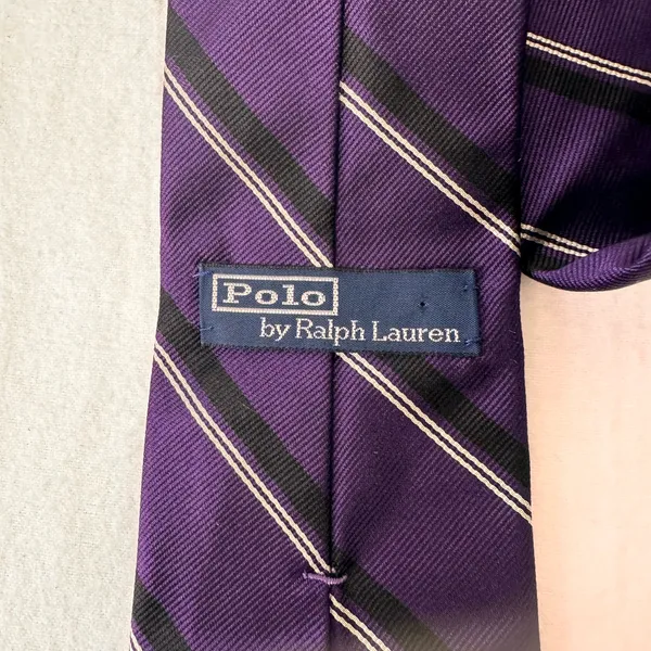 Polo By Ralph Lauren Men's Silk Tie Purple Striped Classic Handmade Necktie - Image 8