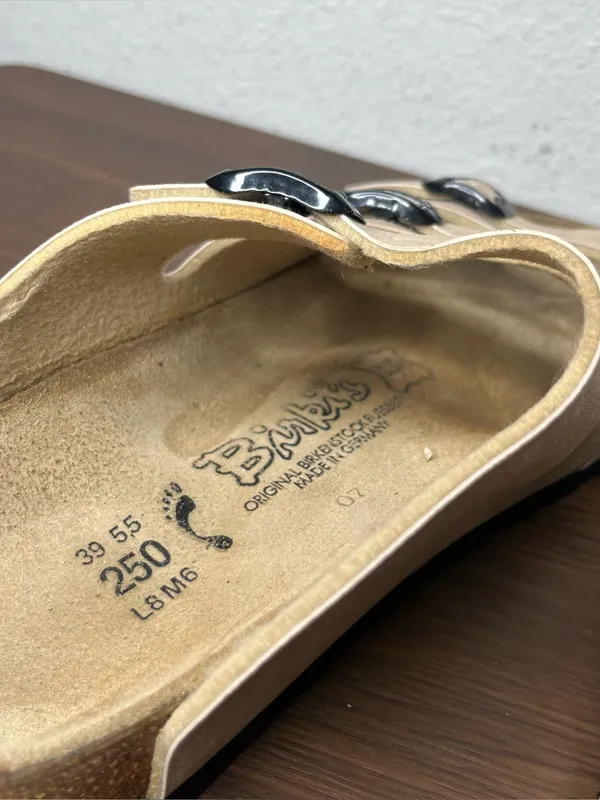 Birkenstock Birkis Tan Three Strap Slip On Florida Sandals Women’s 8 Men’s 6 - Image 10