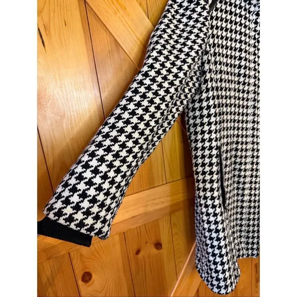 Vintage Apt. 9 Black White Houndstooth Lined Wool Blend Coat READ Size Large (64 - Image 4