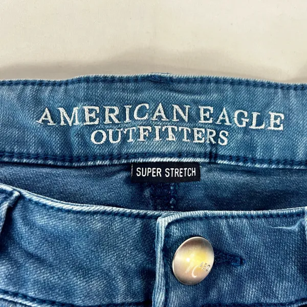 American Eagle Outfitters Blue Stretch Hi-Rise Shortie Shorts Womens Size 12 - Image 3