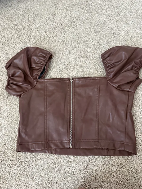 Leather crop top Brown Size M - Image 4