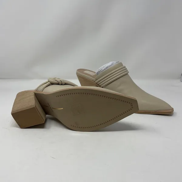 NEW Dolce Vita Sita Mules 9 Sand Nubuck Pointed Toe Block Heel Leather Slip On - Image 7