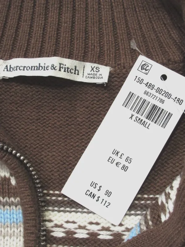 NWT Abercrombie & Fitch Western Horse Cardigan in Brown Crop Sweater XS - Image 6