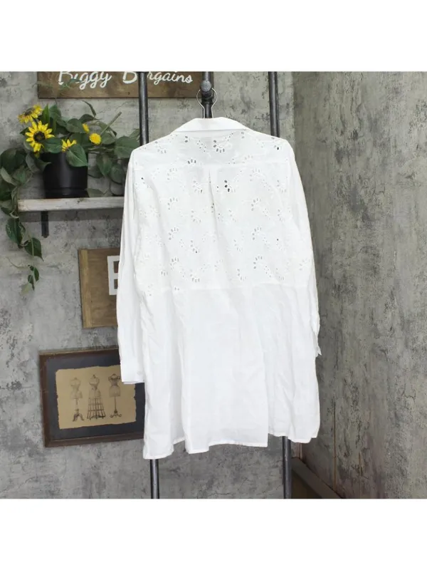 NWT Raviya Cotton Eyelet Button-Front Cover Up Dress 76323X White 1X - Image 2