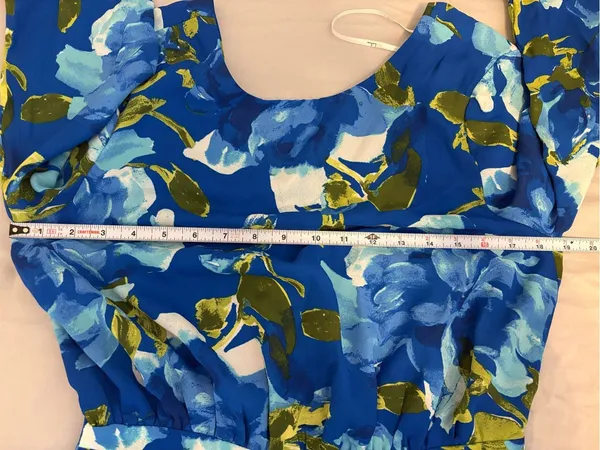 Lulu’s Floral Open Back Romper Blue Long Sleeve Size Medium - Image 9