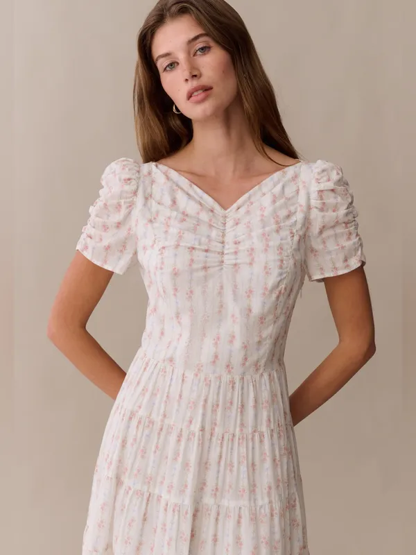 NWT Few Moda Nievia Dress size Large L Cotton Rosy Ribbon Floral Sorella midi - Image 3
