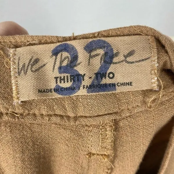 Free People Faded Love Tan Linen Blend Trouser Pants - Image 7