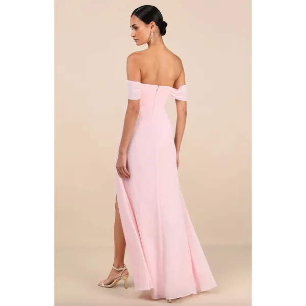 Lulus Magical Magnetism Light Pink Off The Shoulder Maxi Dress Formal Small NWT - Image 2
