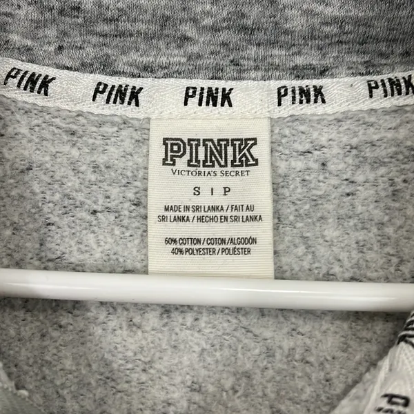 Victoria's Secret Pink Small Gray Quarter Zip Funnel Neck Sweatshirt w/Pocket - Image 7