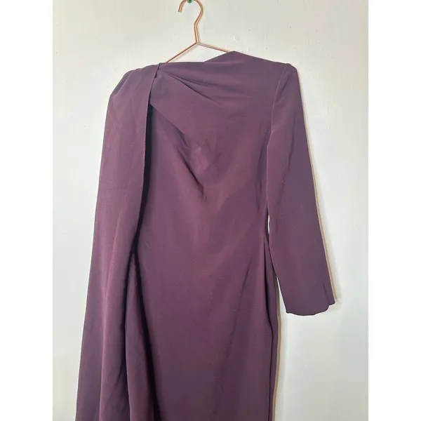 SOLACE LONDON Plum Purple Lydia One-Sleeve Cape Effect Cady Maxi Dress US 4 - Image 8