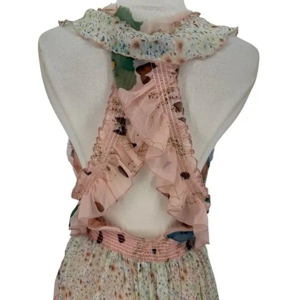 Free People Mixed Print Floral Sleeveless Tiered High Low Dress Size Small Fairy - Image 10