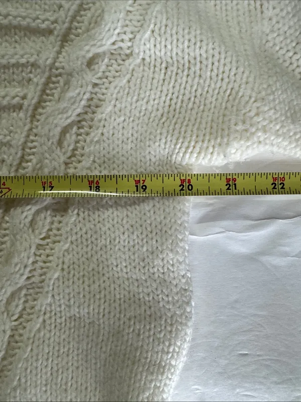 American Eagle Outfitters Cream Crewneck cable Knit Sweater wool blend L winter - Image 11