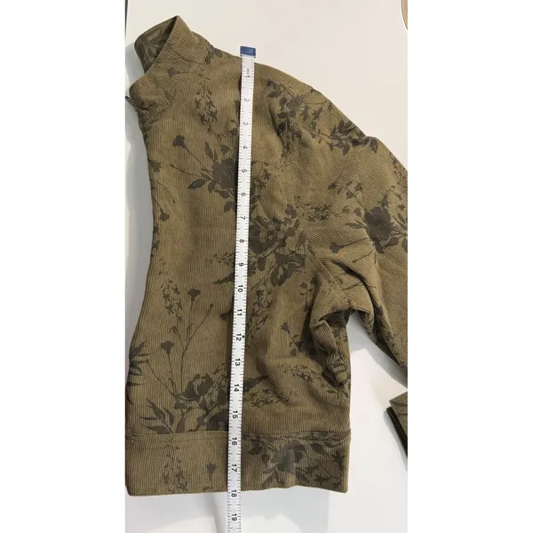 Element‎ Botanical Floral Olive Corduroy Zip Cropped Jacket F241647 Medium NWT - Image 8