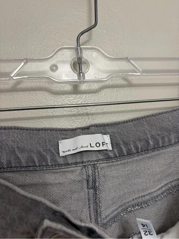 LOFT Cuffed High Rise Wide Leg Jeans in Light Gray - Size 32/14 - Image 6