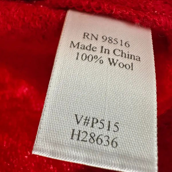 Coldwater Creek Red 100% Wool Hooded Zip Toggle Cardigan Sweater Medium - Image 3
