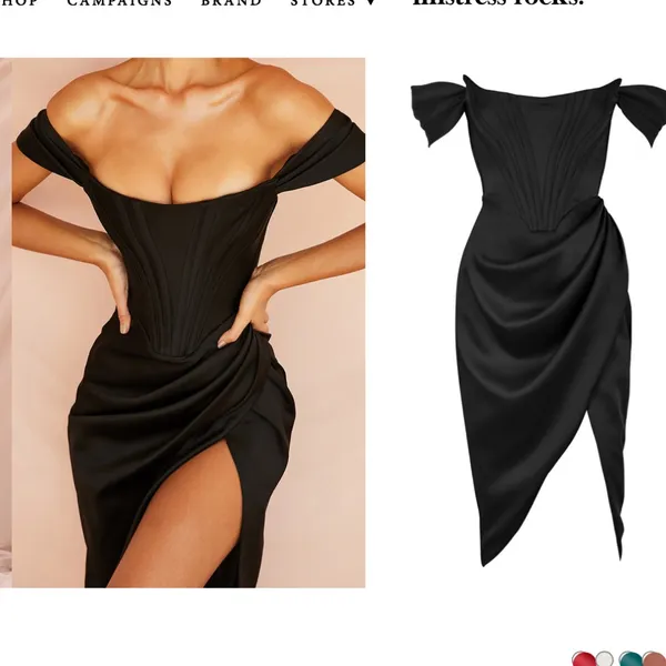 House of CB Loretta Black Satin Corset Off Shoulder‎ Dress size XS NWOT - Image 2