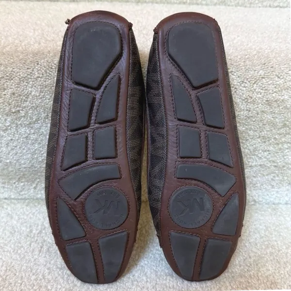 Michael Kors Fulton Moccasin Ballet Flats Brown Logo Monogram Women‎ 8M - Image 7