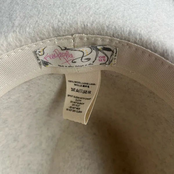 Free People Wythe in French Vanilla Leather Band Boho Festival 100% Wool Hat - Image 7