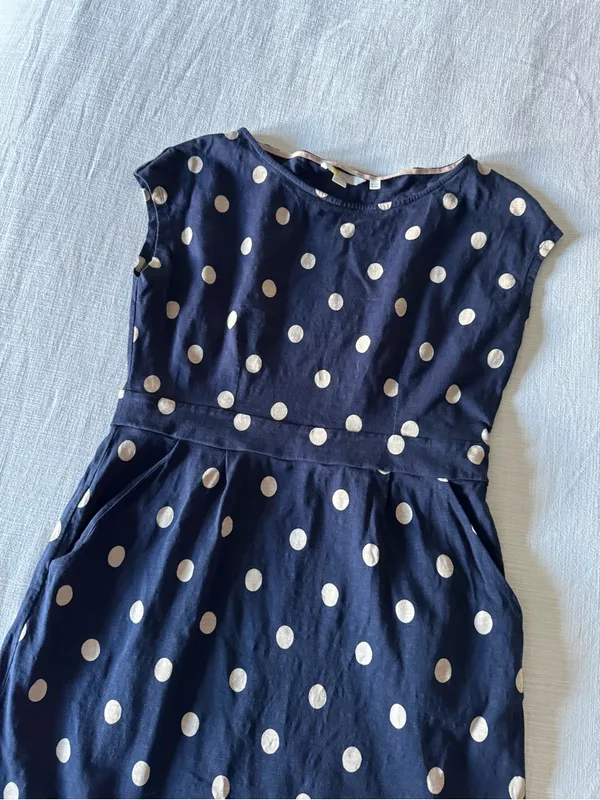 Boden Florrie Jersey Dress Navy Polka Dots - 10P - Image 6