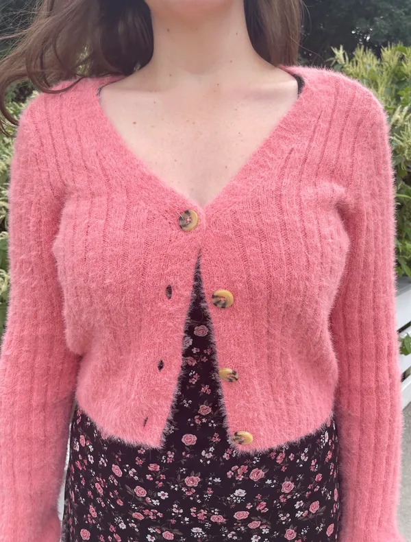 Kohl's Fuzzy coral cardigan - Image 2