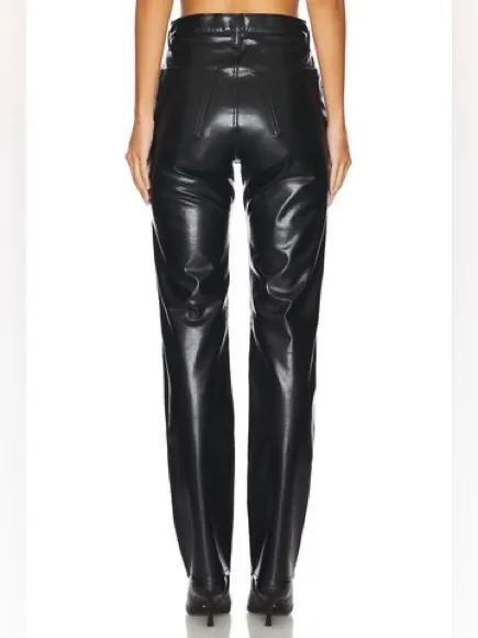 Agolde 90’s Pinch Waist Recylced Leather Blend High Rise Lined Black Detox Pants - Image 4