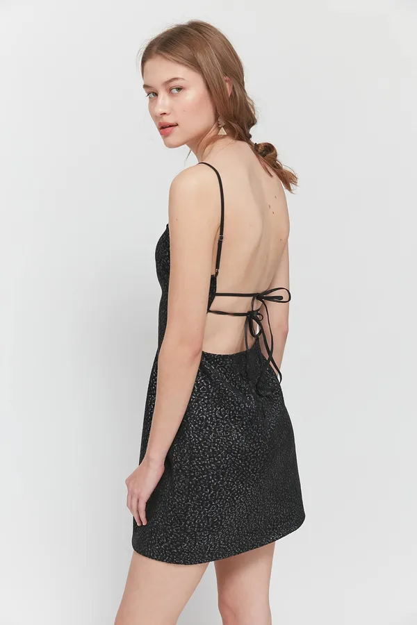 Urban Outfitters Black Strappy Back Cheetah Mini Dress - Image 3