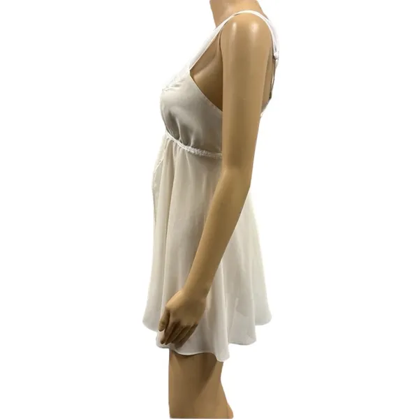 Anthropologie Flora Nikrooz Chemise Lingerie Ivory Embroidered Sequin Neckline M - Image 2