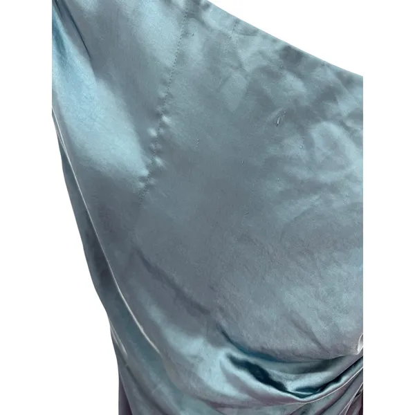 Elliatt One Shoulder Satin Draped Midi‎ Dress Blue Small Cocktail Party Wedding - Image 4